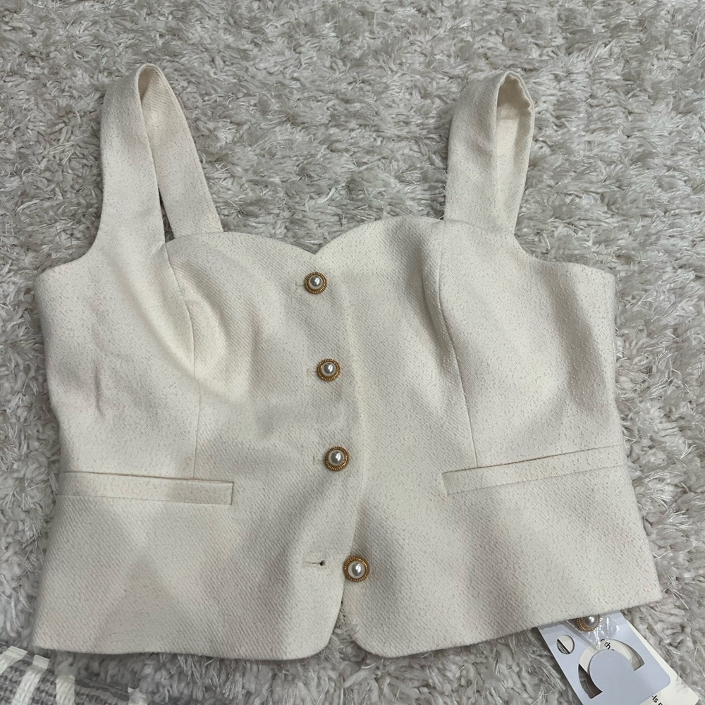 Commense Cream Buttoned Vest